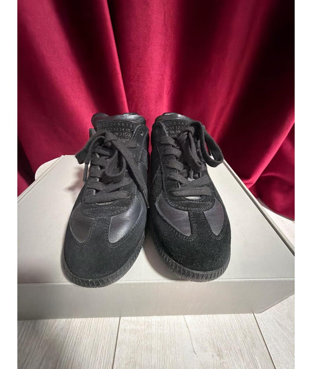 MAISON MARGIELA Черные кожаные кеды, фото 2