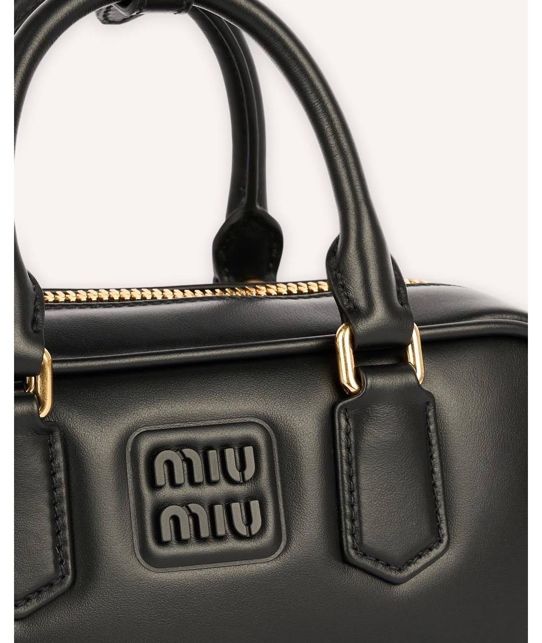 MIU MIU Черная кожаная сумка с короткими ручками, фото 4