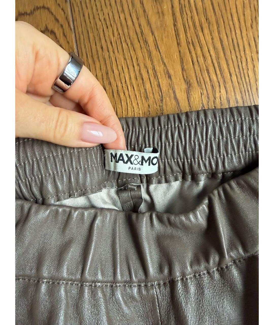 MAX MARA Коричневые кожаные брюки узкие, фото 4