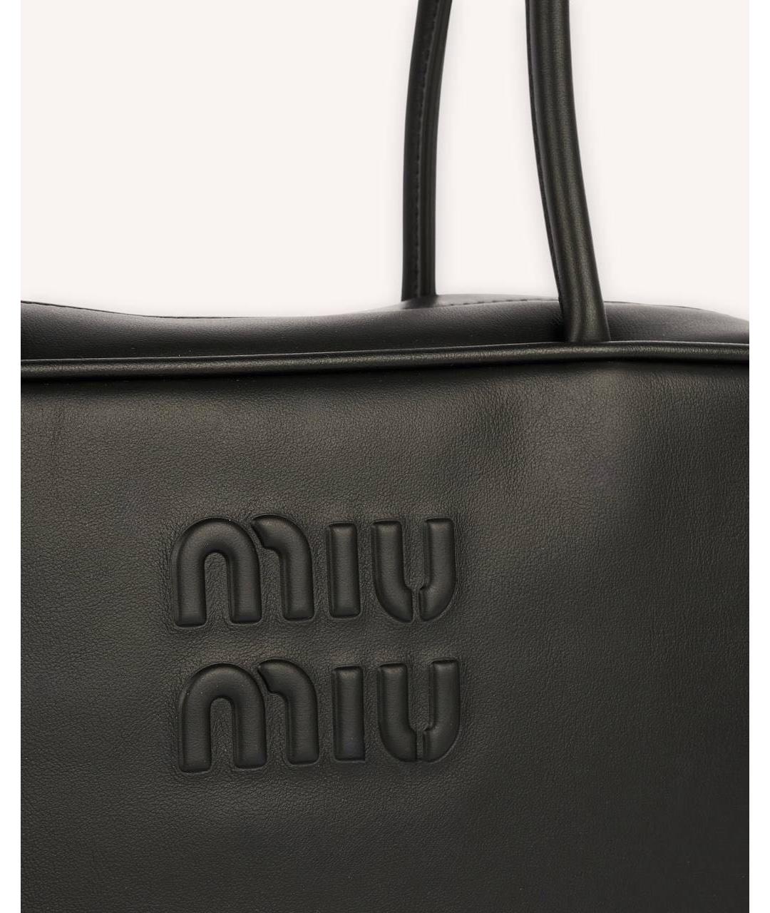 MIU MIU Черная кожаная сумка с короткими ручками, фото 3