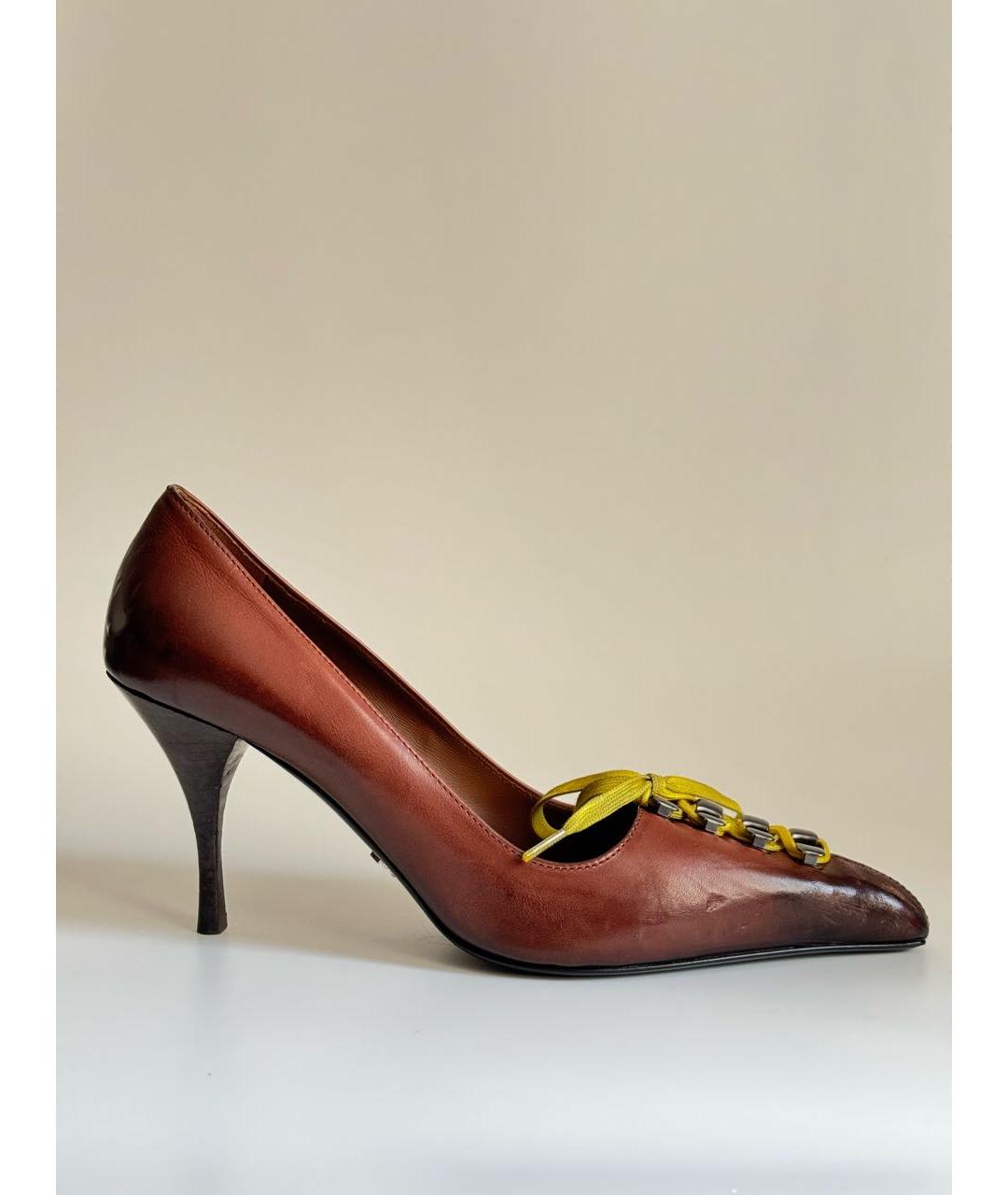 PRADA Коричневые кожаные туфли, фото 7