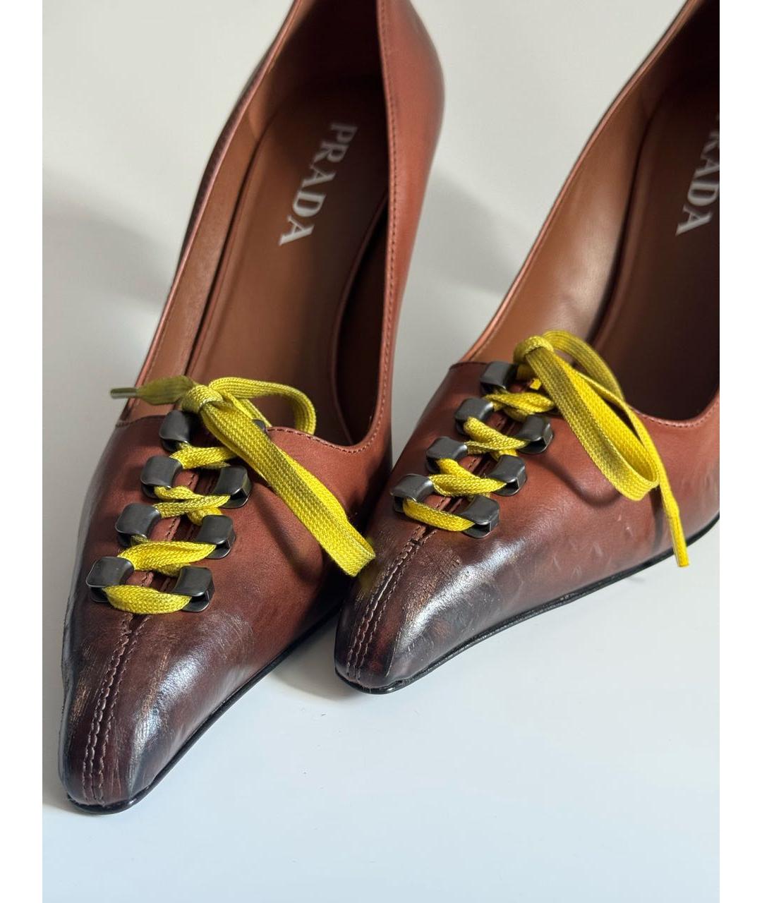 PRADA Коричневые кожаные туфли, фото 5