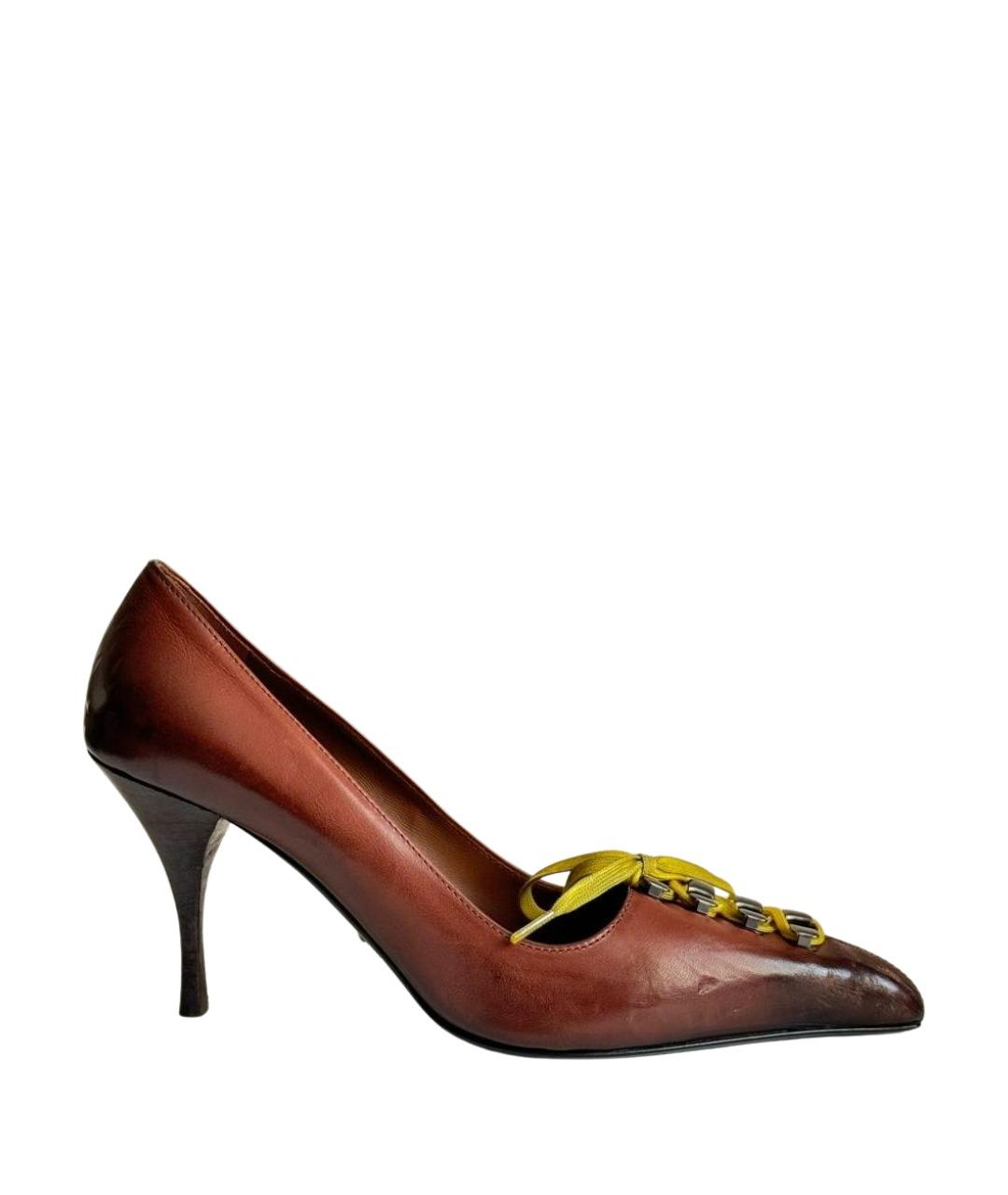 PRADA Коричневые кожаные туфли, фото 1