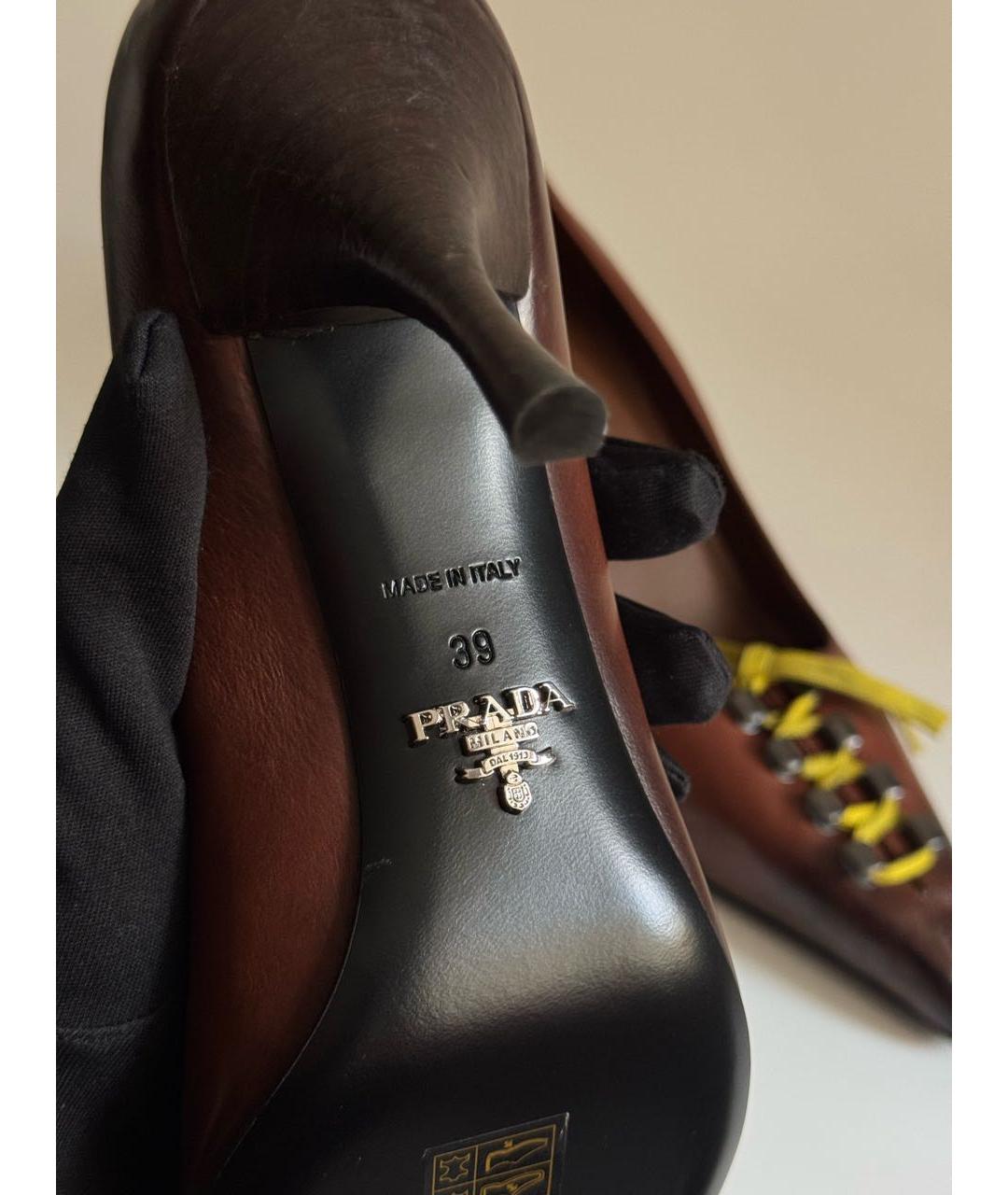PRADA Коричневые кожаные туфли, фото 6