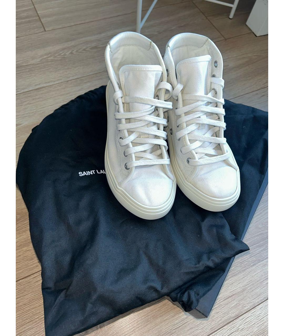 SAINT LAURENT Белые текстильные кеды, фото 2