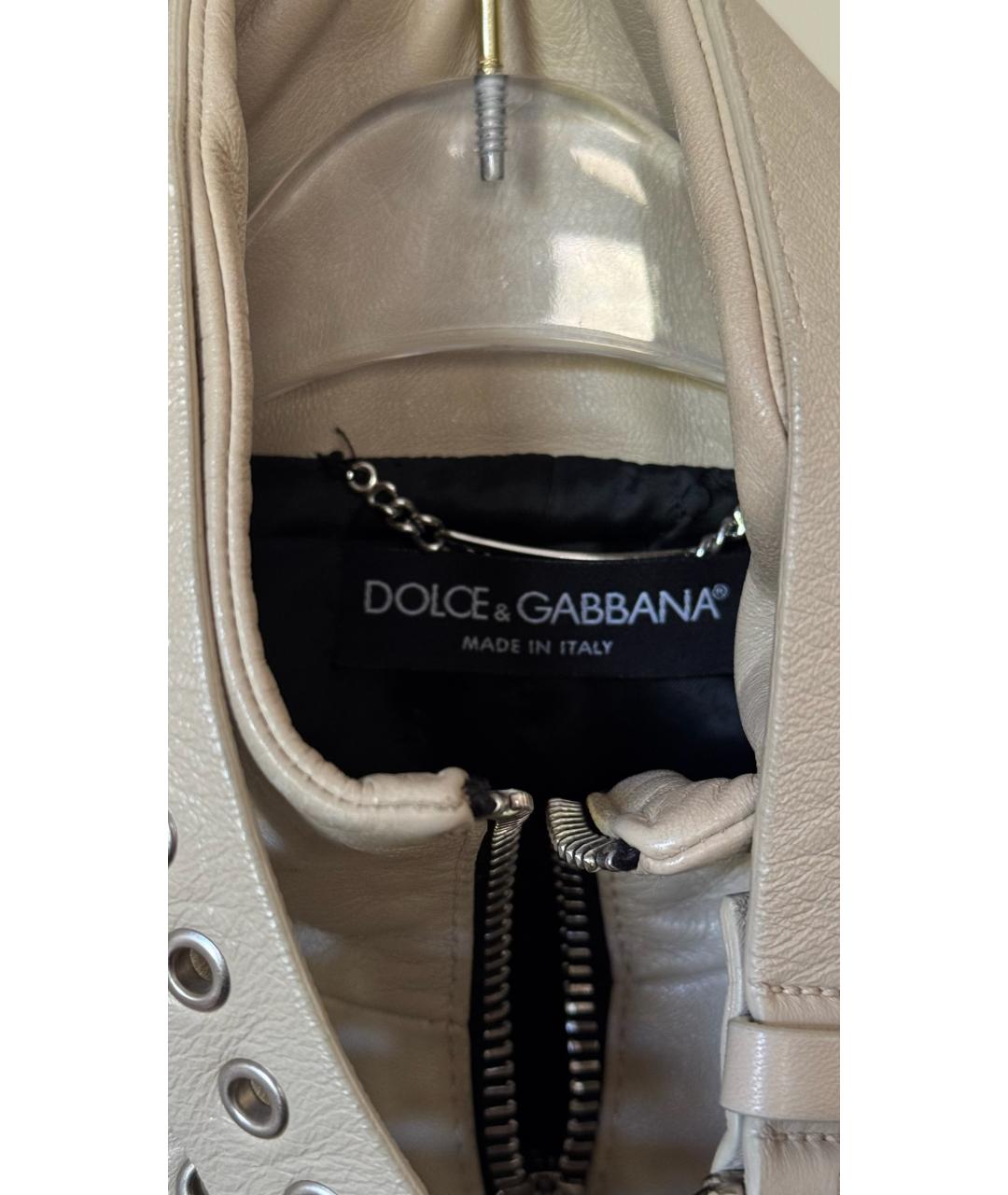 DOLCE&GABBANA Бежевый кожаный жакет/пиджак, фото 4