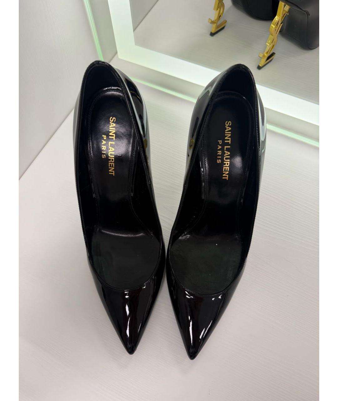 SAINT LAURENT Черные туфли из лакированной кожи, фото 2
