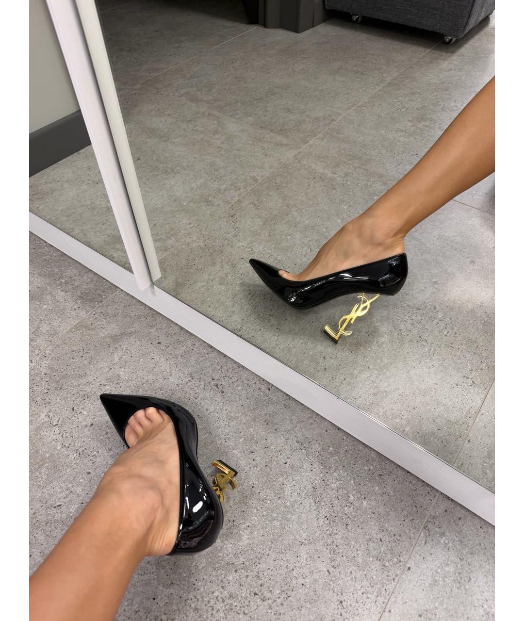 SAINT LAURENT Черные туфли из лакированной кожи, фото 6