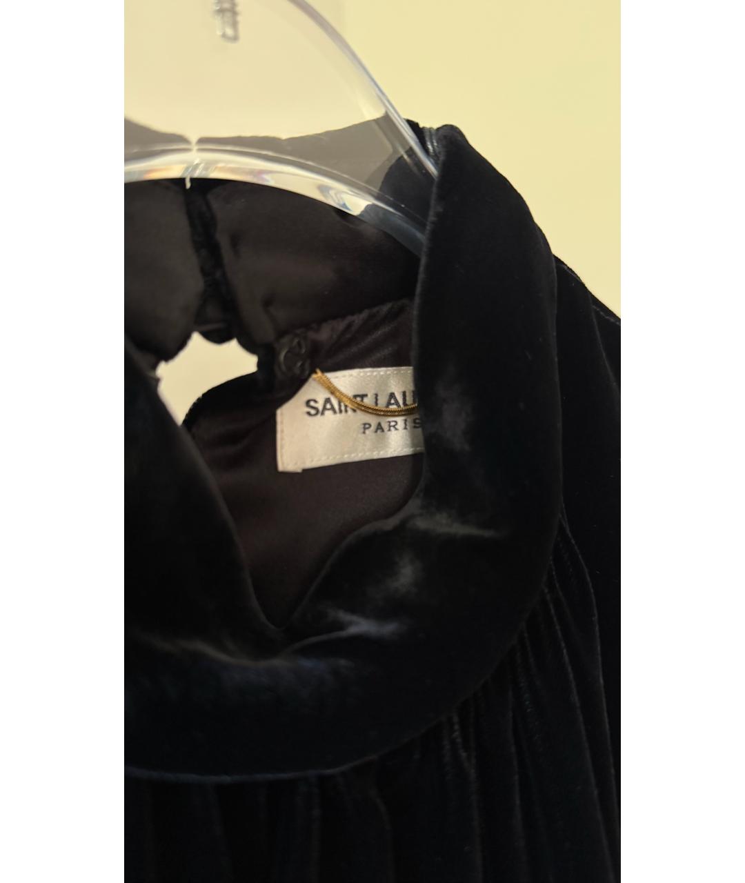 SAINT LAURENT Черное бархатное вечернее платье, фото 4