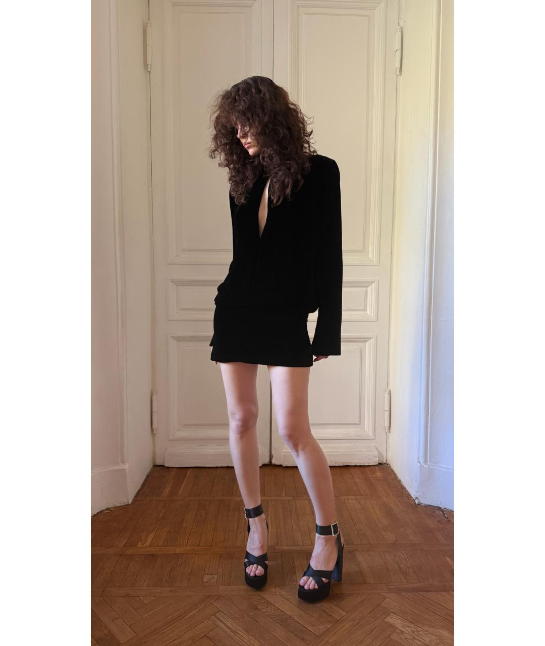 SAINT LAURENT Черное бархатное вечернее платье, фото 6