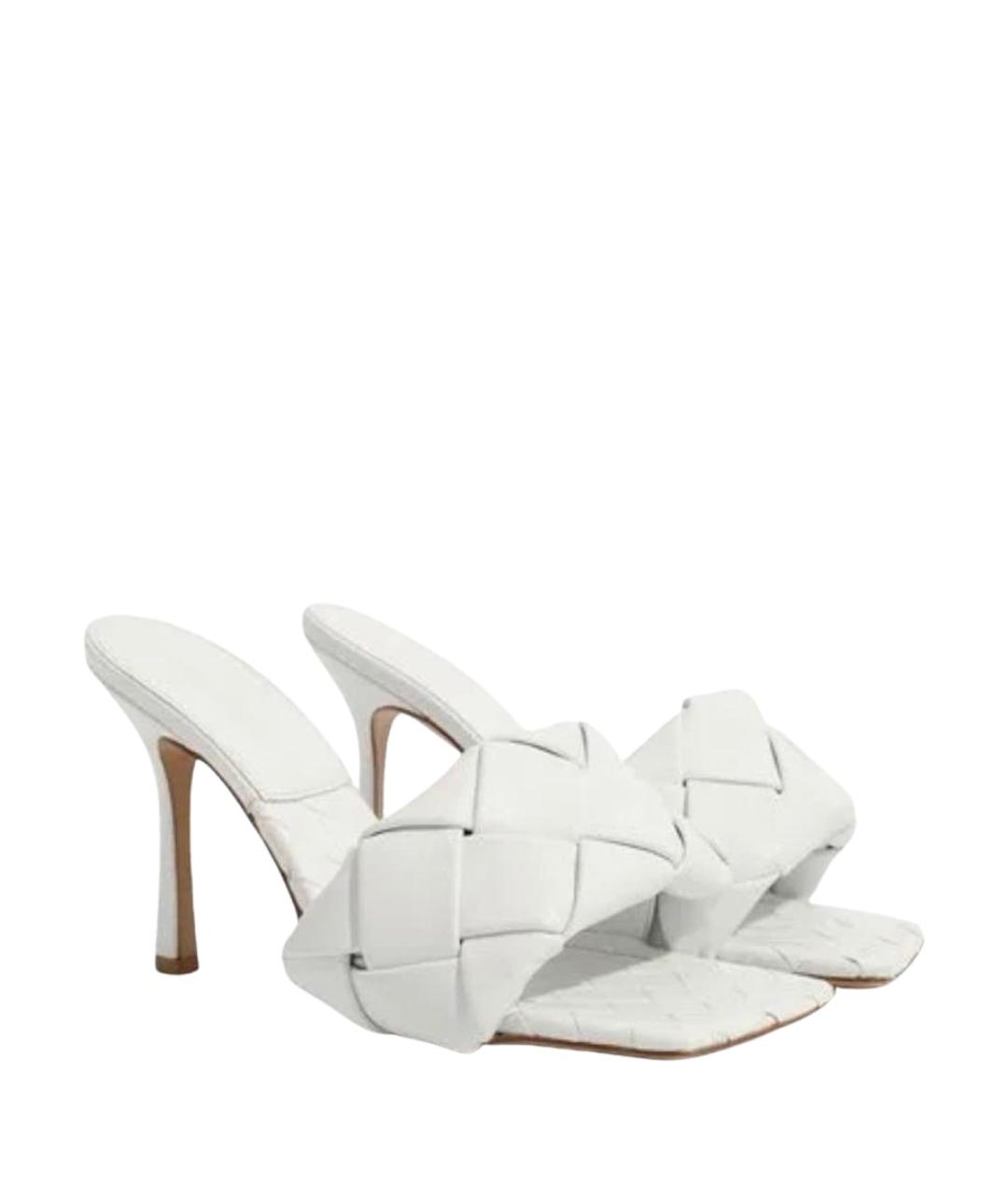 BOTTEGA VENETA Белые кожаные мюли, фото 1