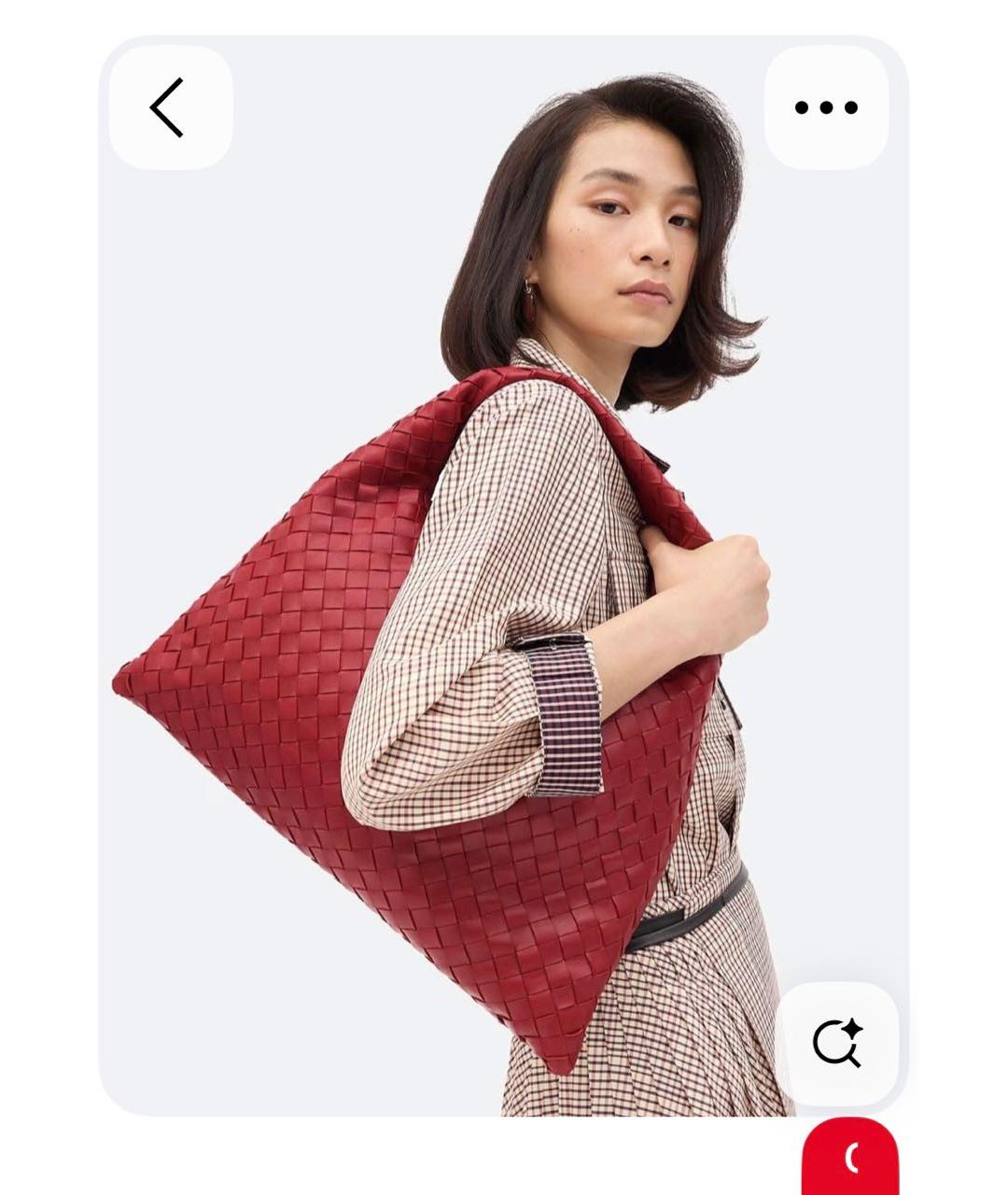 BOTTEGA VENETA Бордовая кожаная сумка тоут, фото 5