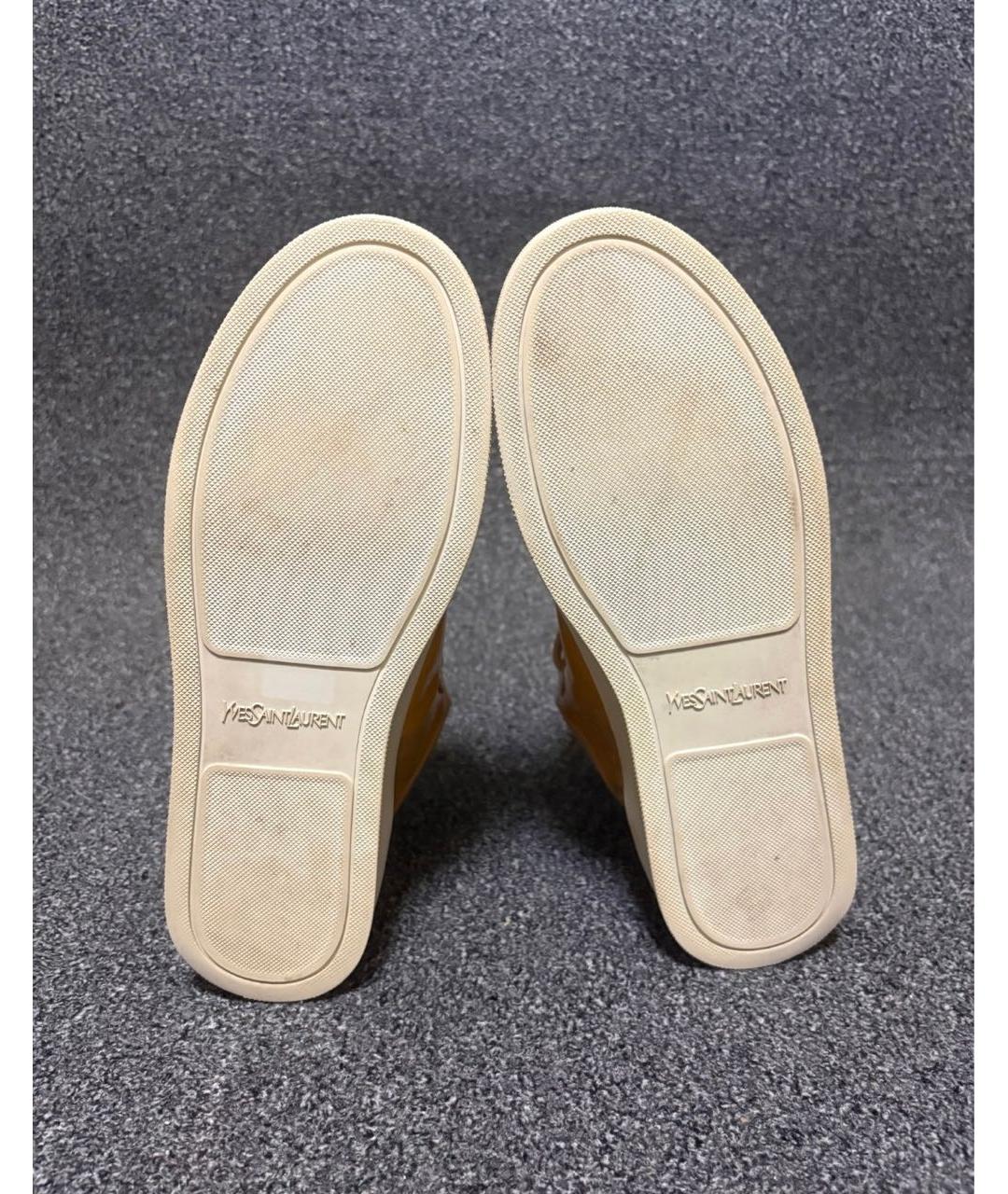 SAINT LAURENT Оранжевые кожаные кеды, фото 5