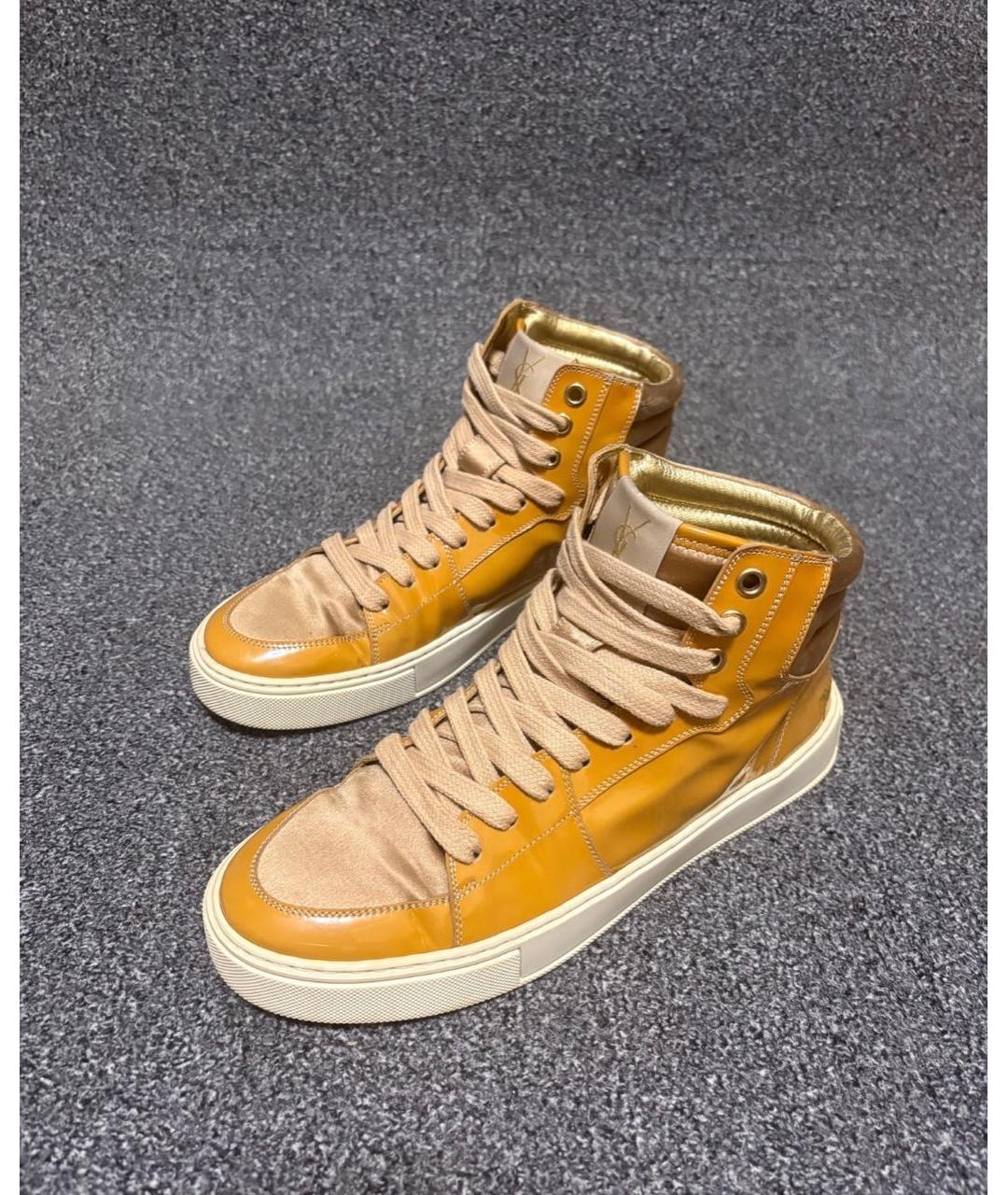 SAINT LAURENT Оранжевые кожаные кеды, фото 2