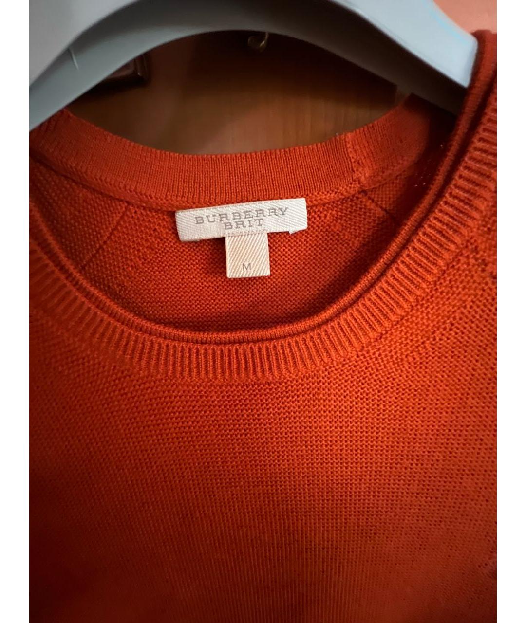 BURBERRY Оранжевый шерстяной джемпер / свитер, фото 3
