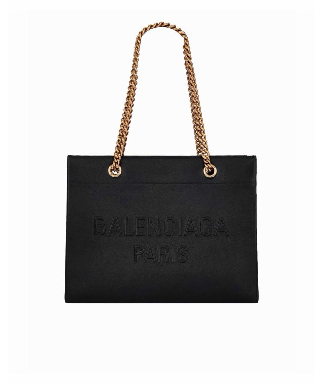 BALENCIAGA Черная кожаная сумка тоут, фото 1