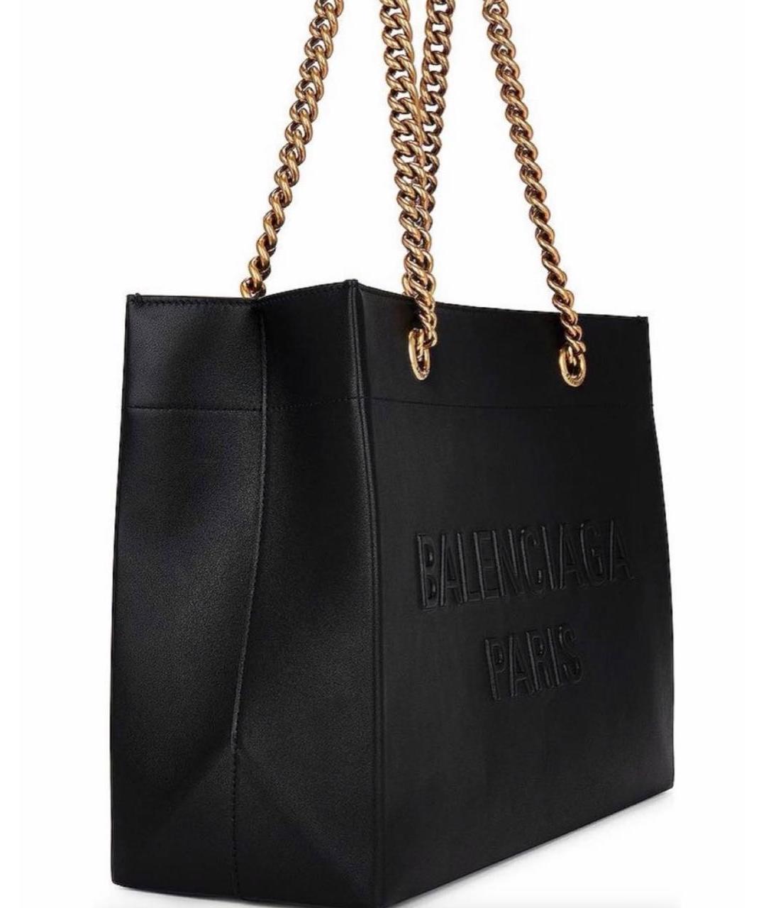 BALENCIAGA Черная кожаная сумка тоут, фото 2