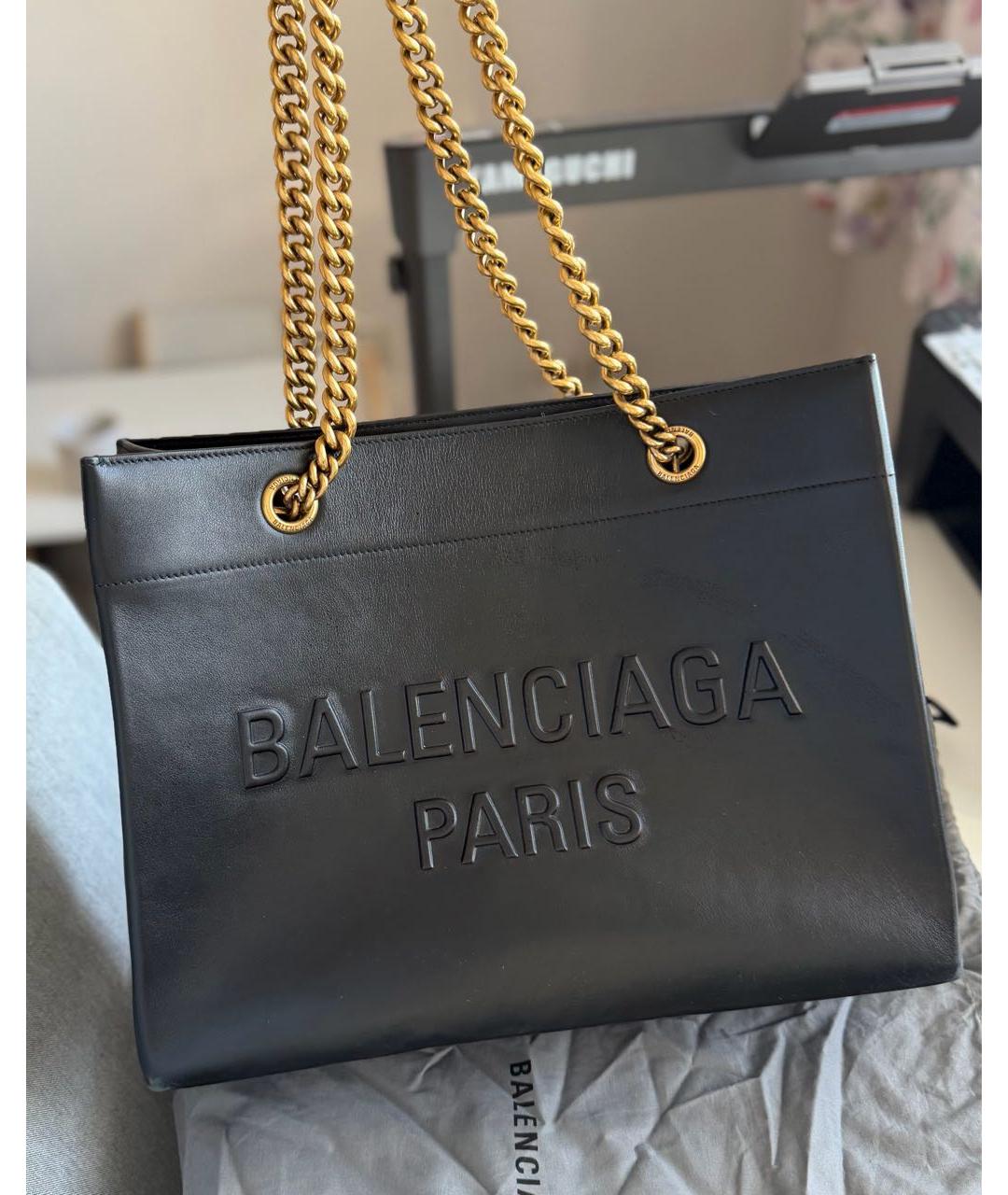 BALENCIAGA Черная кожаная сумка тоут, фото 6