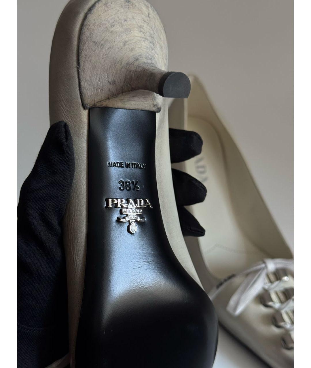 PRADA Белые кожаные туфли, фото 6