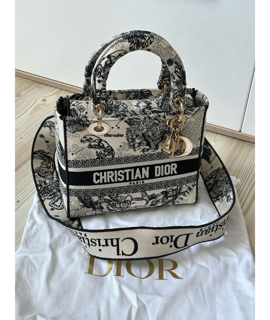 CHRISTIAN DIOR Белая сумка тоут из канвы, фото 5