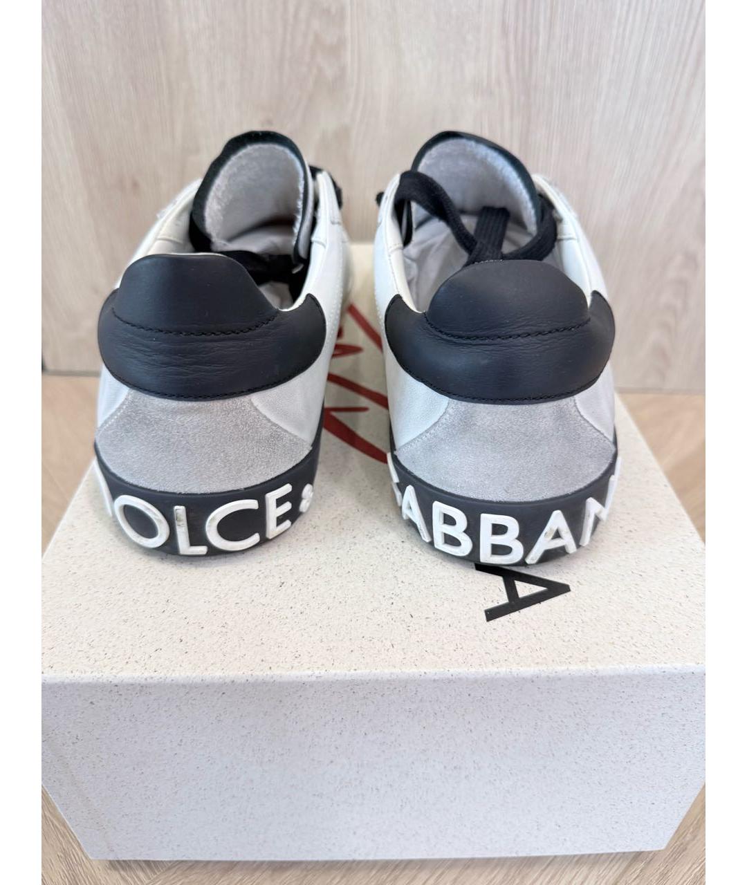 DOLCE&GABBANA Белые кожаные низкие кроссовки / кеды, фото 4