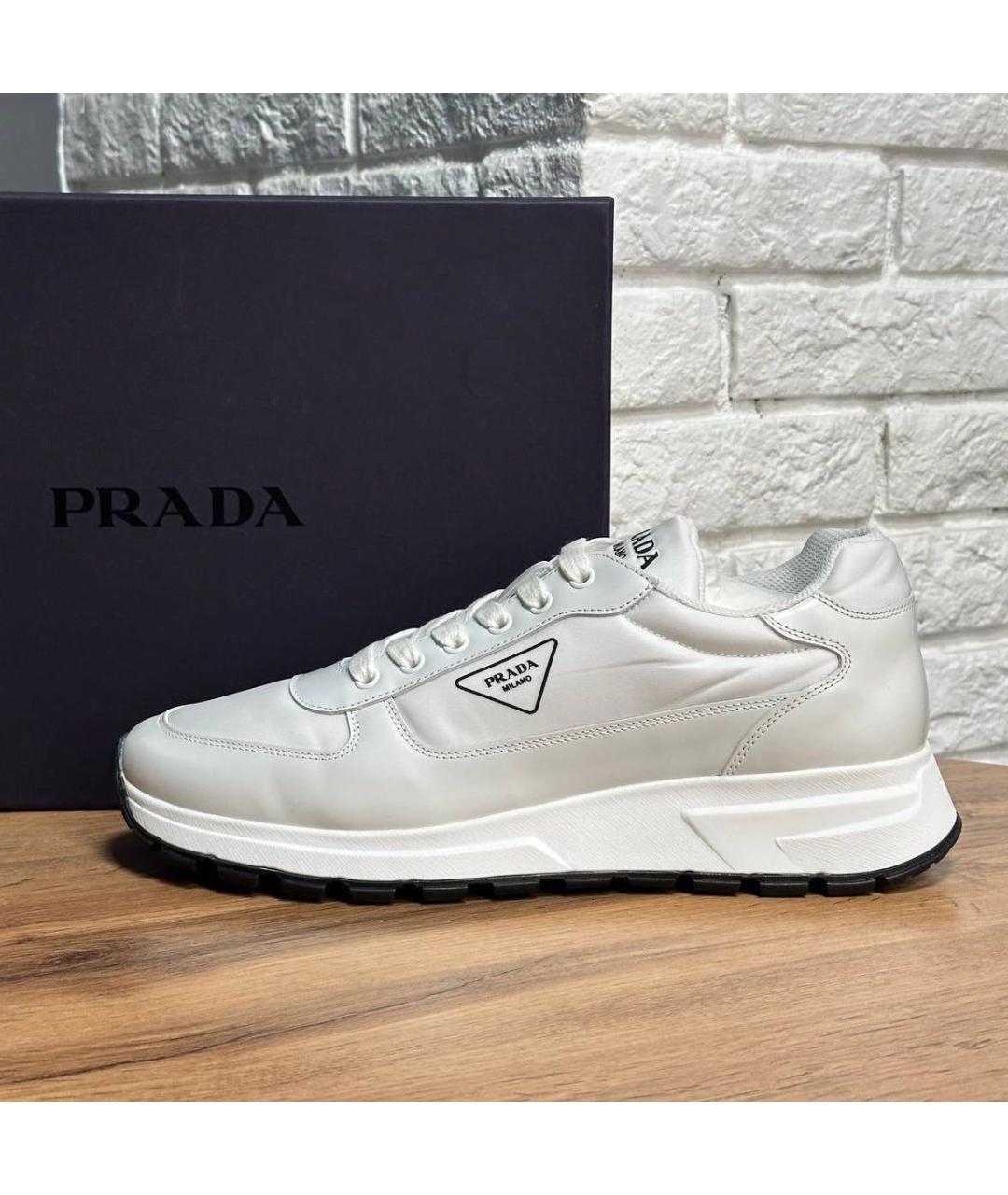 PRADA Белые кожаные кроссовки, фото 6