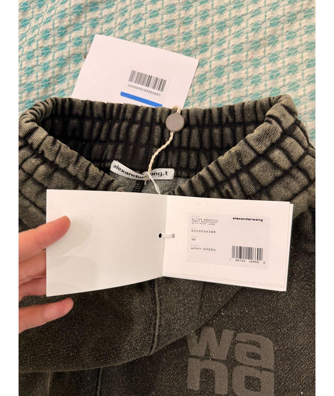 ALEXANDER WANG Хаки хлопковые прямые брюки, фото 4