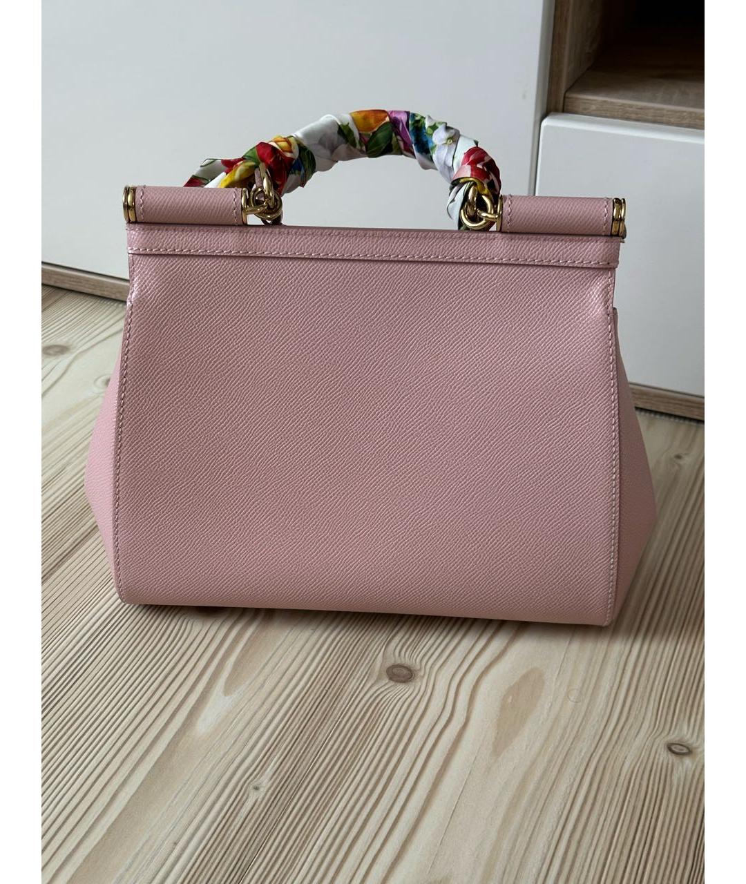 DOLCE&GABBANA Розовая кожаная сумка с короткими ручками, фото 3