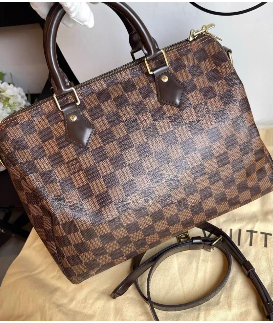 LOUIS VUITTON Коричневая сумка с короткими ручками из канвы, фото 3