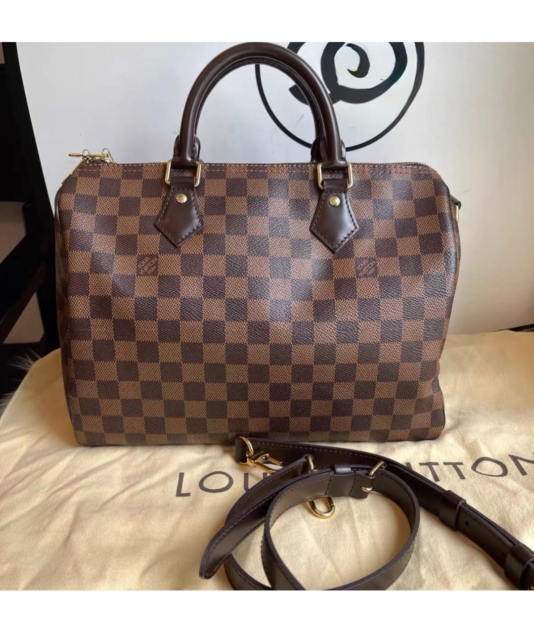 LOUIS VUITTON Коричневая сумка с короткими ручками из канвы, фото 9