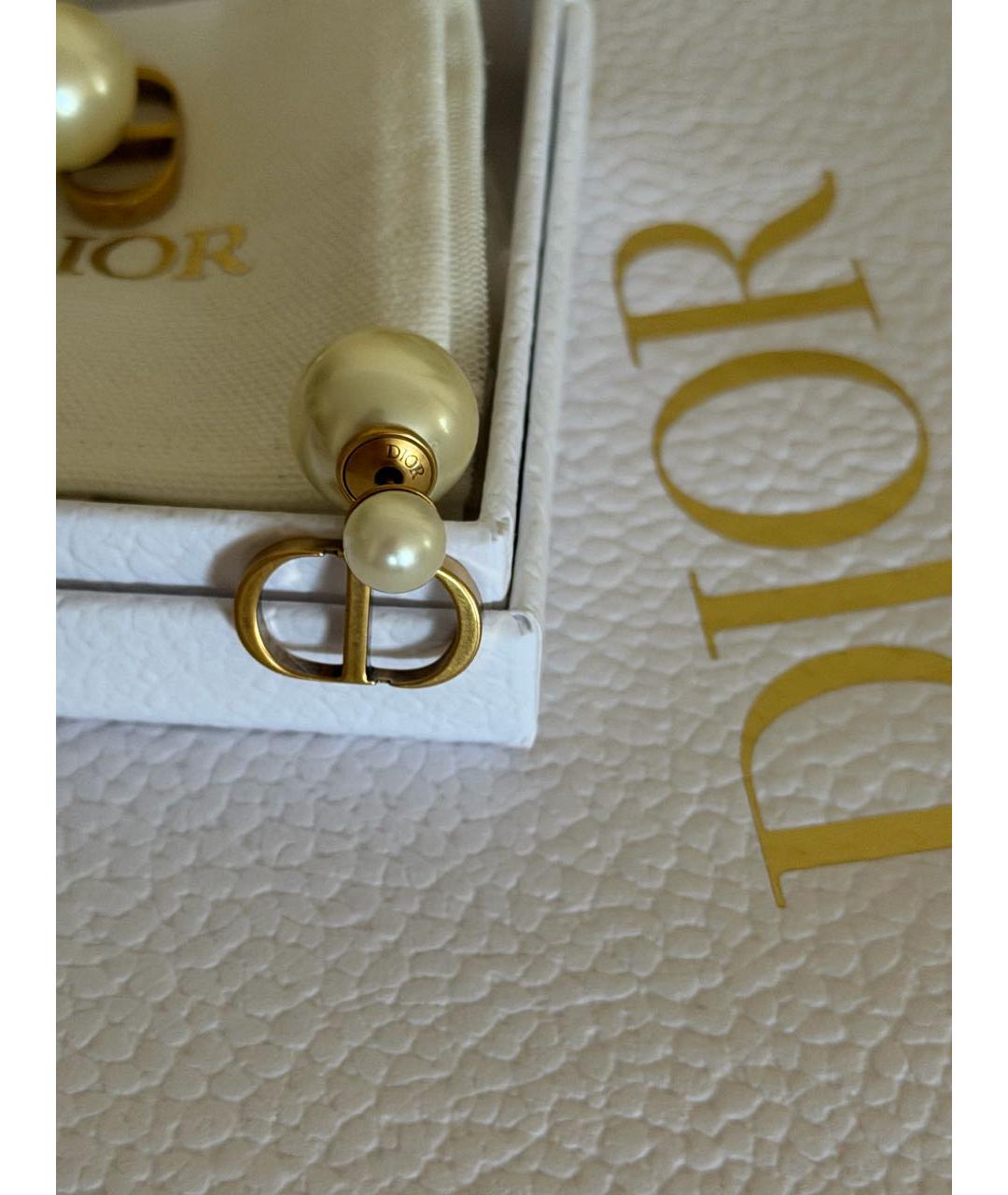 CHRISTIAN DIOR Белые латунные серьги, фото 4