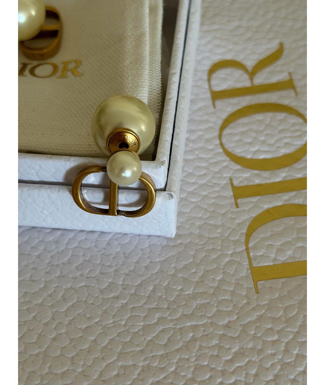 CHRISTIAN DIOR Белые латунные серьги, фото 9