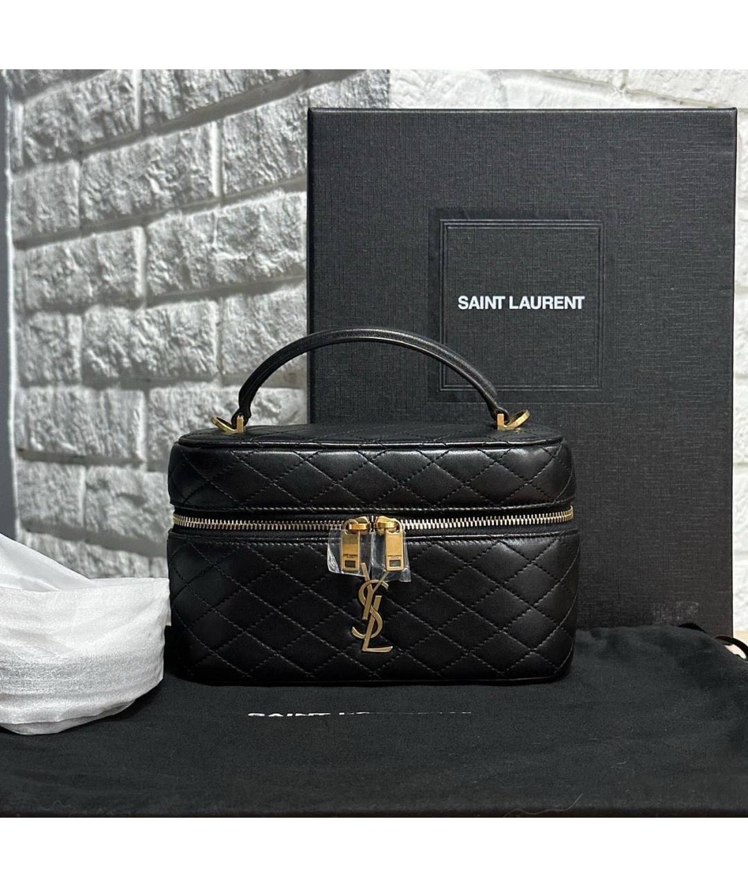 SAINT LAURENT Черная кожаная сумка через плечо, фото 2