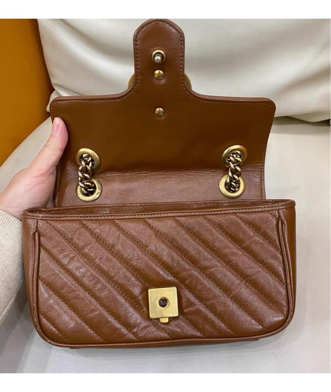 GUCCI Коричневая кожаная сумка через плечо, фото 5