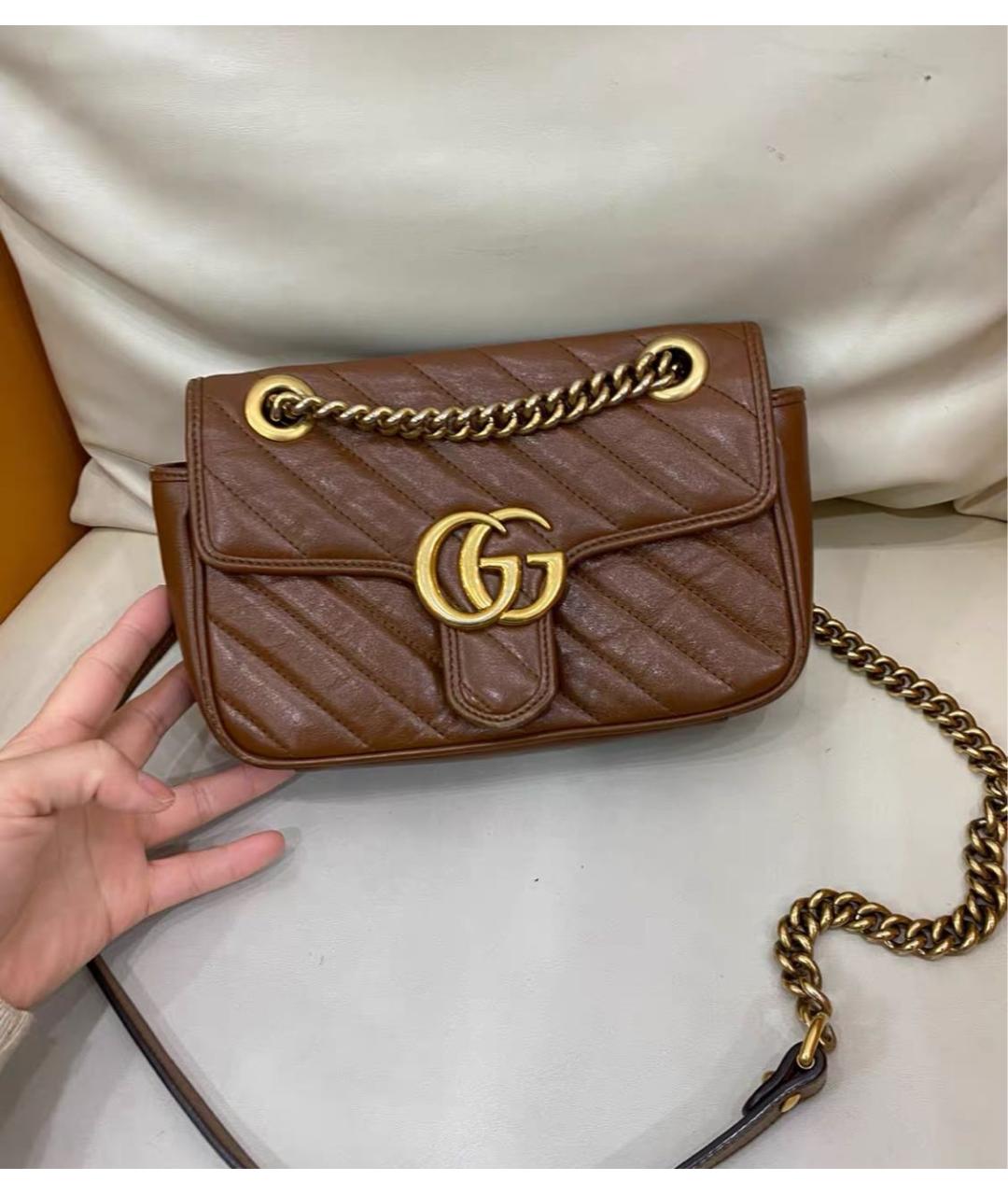 GUCCI Коричневая кожаная сумка через плечо, фото 8