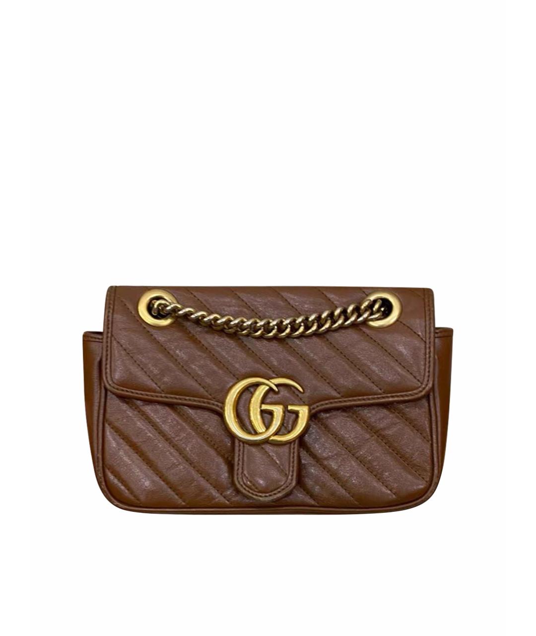 GUCCI Коричневая кожаная сумка через плечо, фото 1