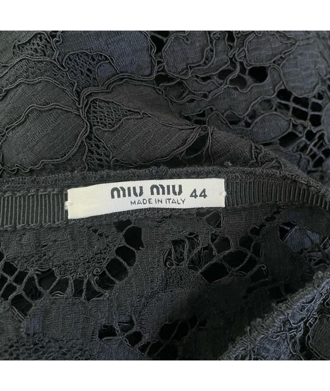 MIU MIU Черная кружевная юбка миди, фото 3