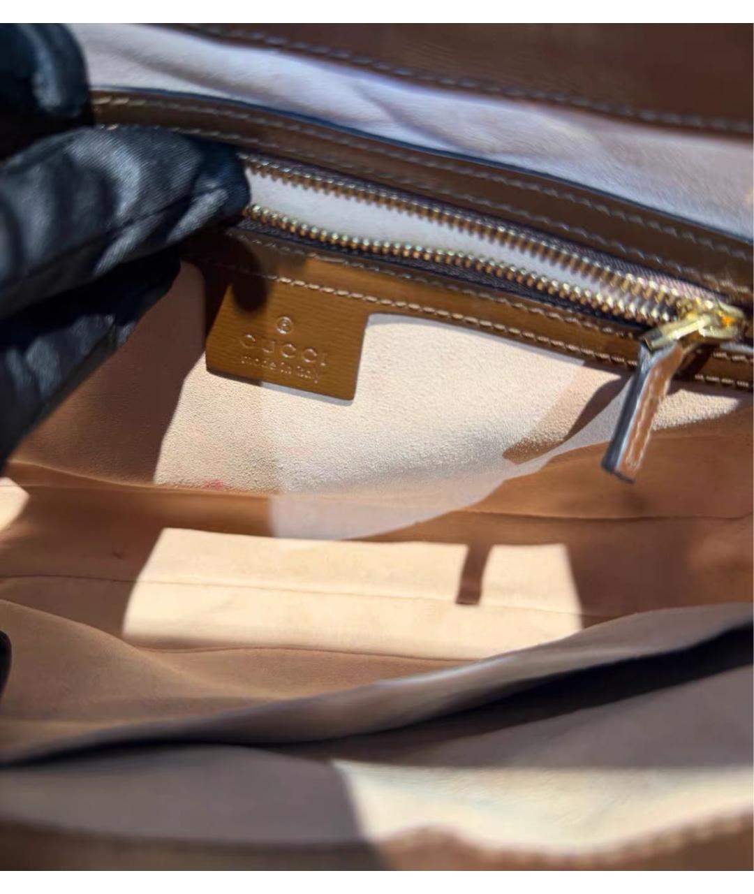 GUCCI Коричневая сумка с короткими ручками из канвы, фото 6