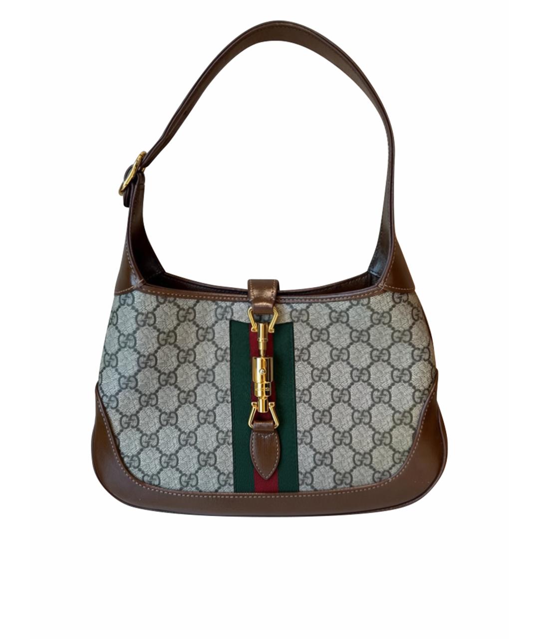 GUCCI Коричневая сумка с короткими ручками из канвы, фото 7