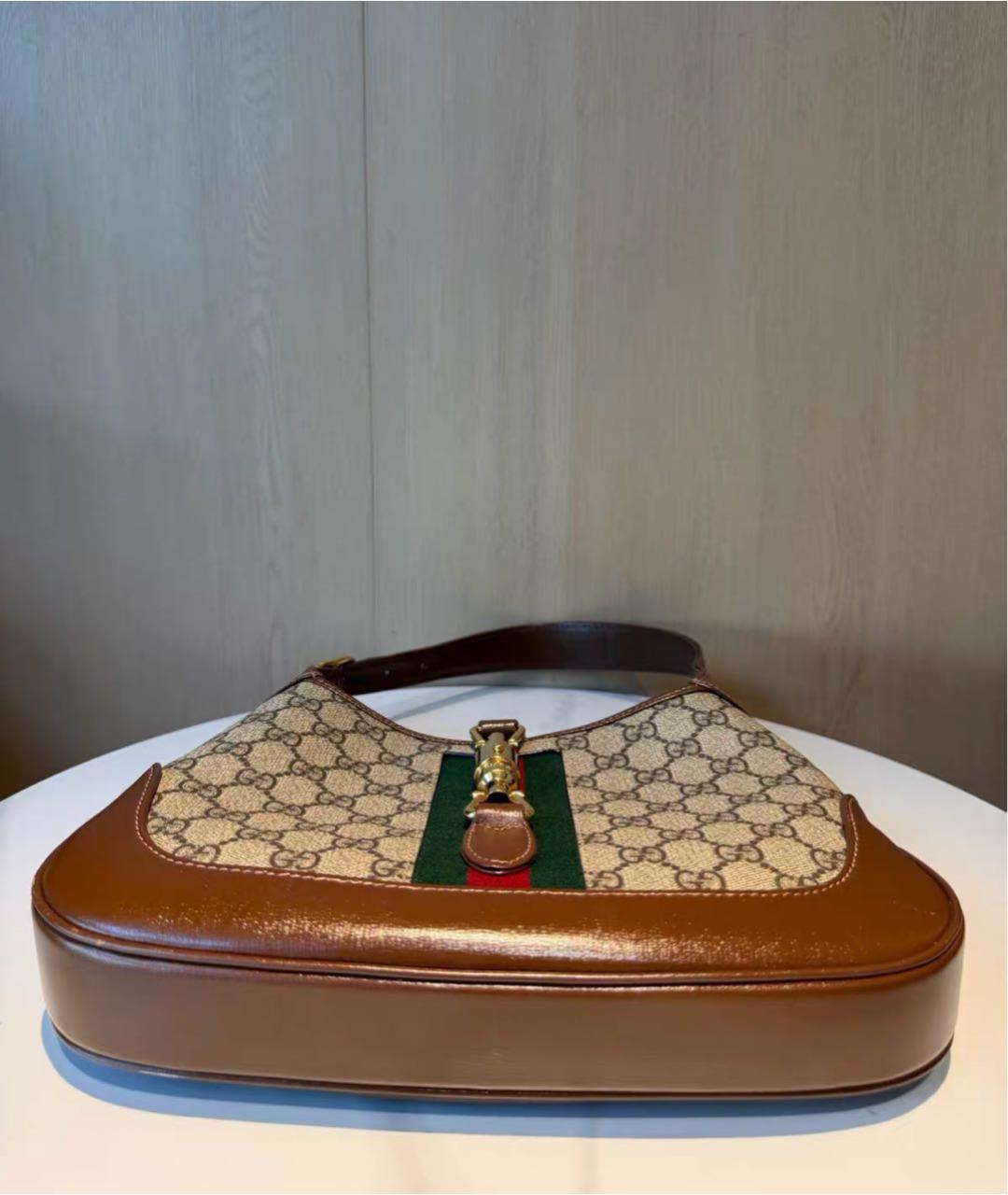 GUCCI Коричневая сумка с короткими ручками из канвы, фото 5