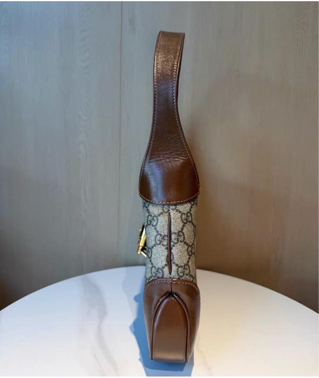 GUCCI Коричневая сумка с короткими ручками из канвы, фото 4