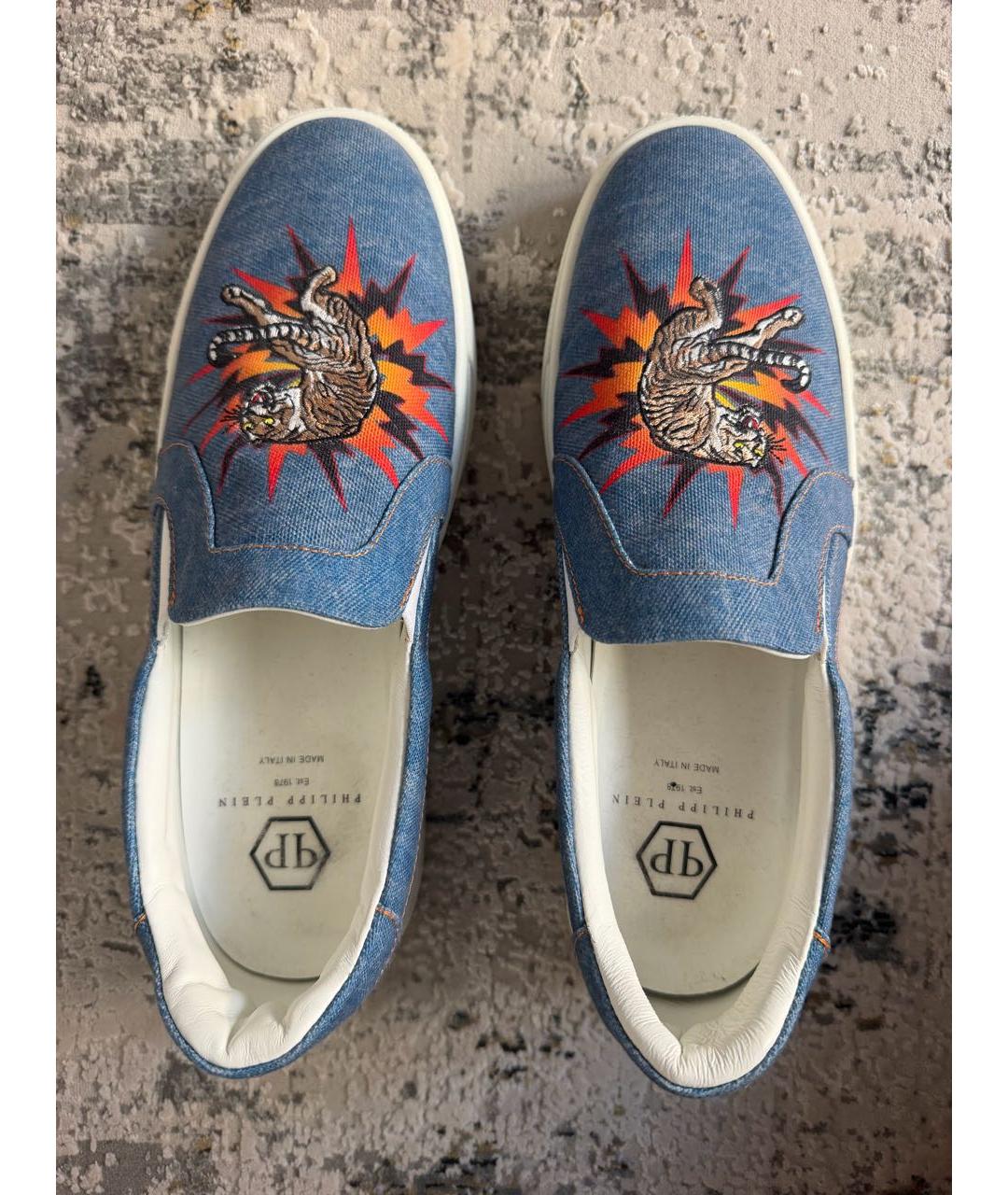 PHILIPP PLEIN Синие текстильные слипоны, фото 3
