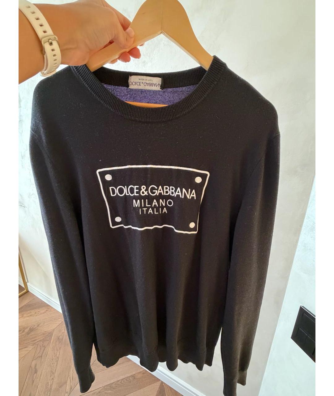 DOLCE&GABBANA Черный хлопковый джемпер / свитер, фото 3