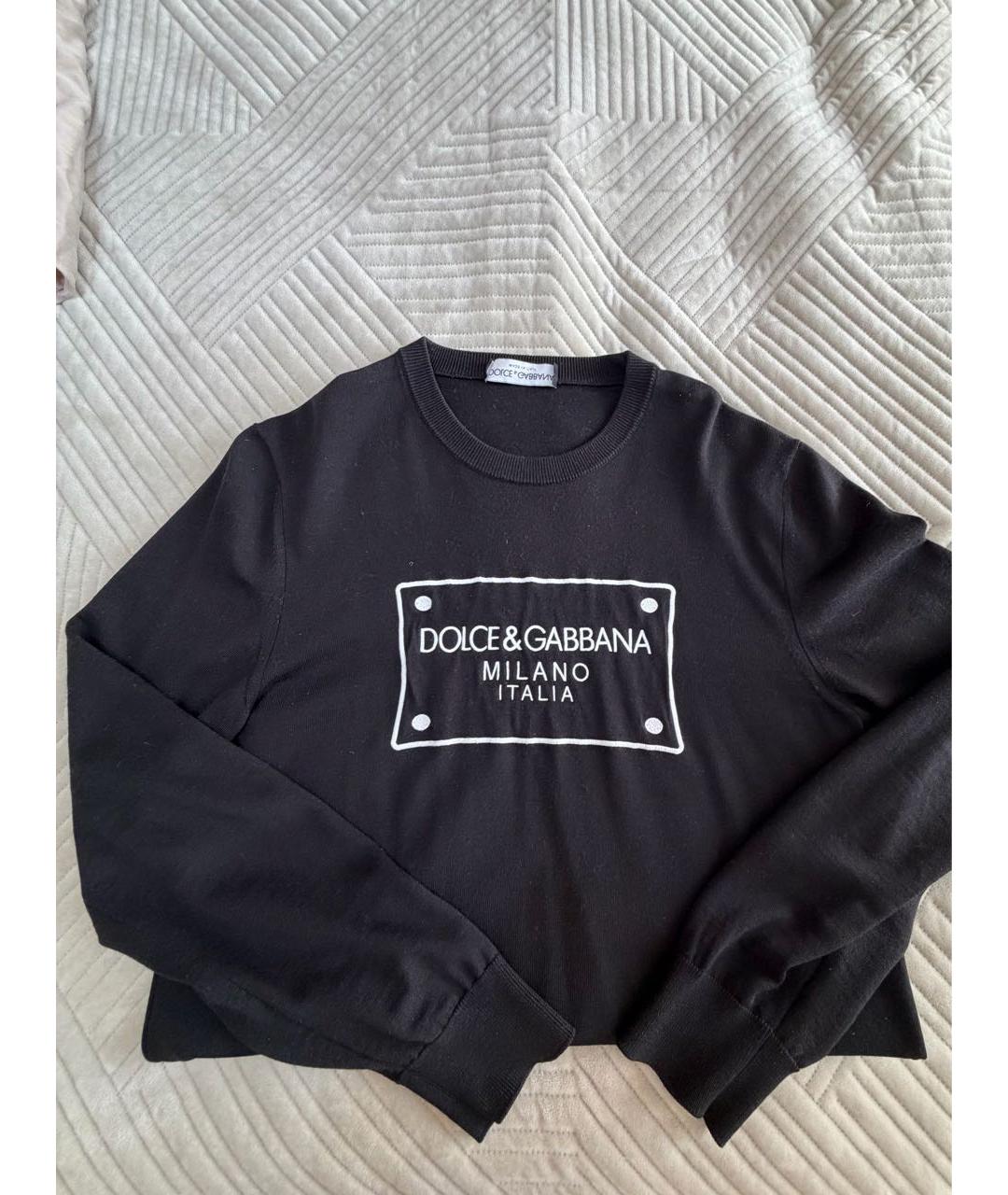 DOLCE&GABBANA Черный хлопковый джемпер / свитер, фото 5