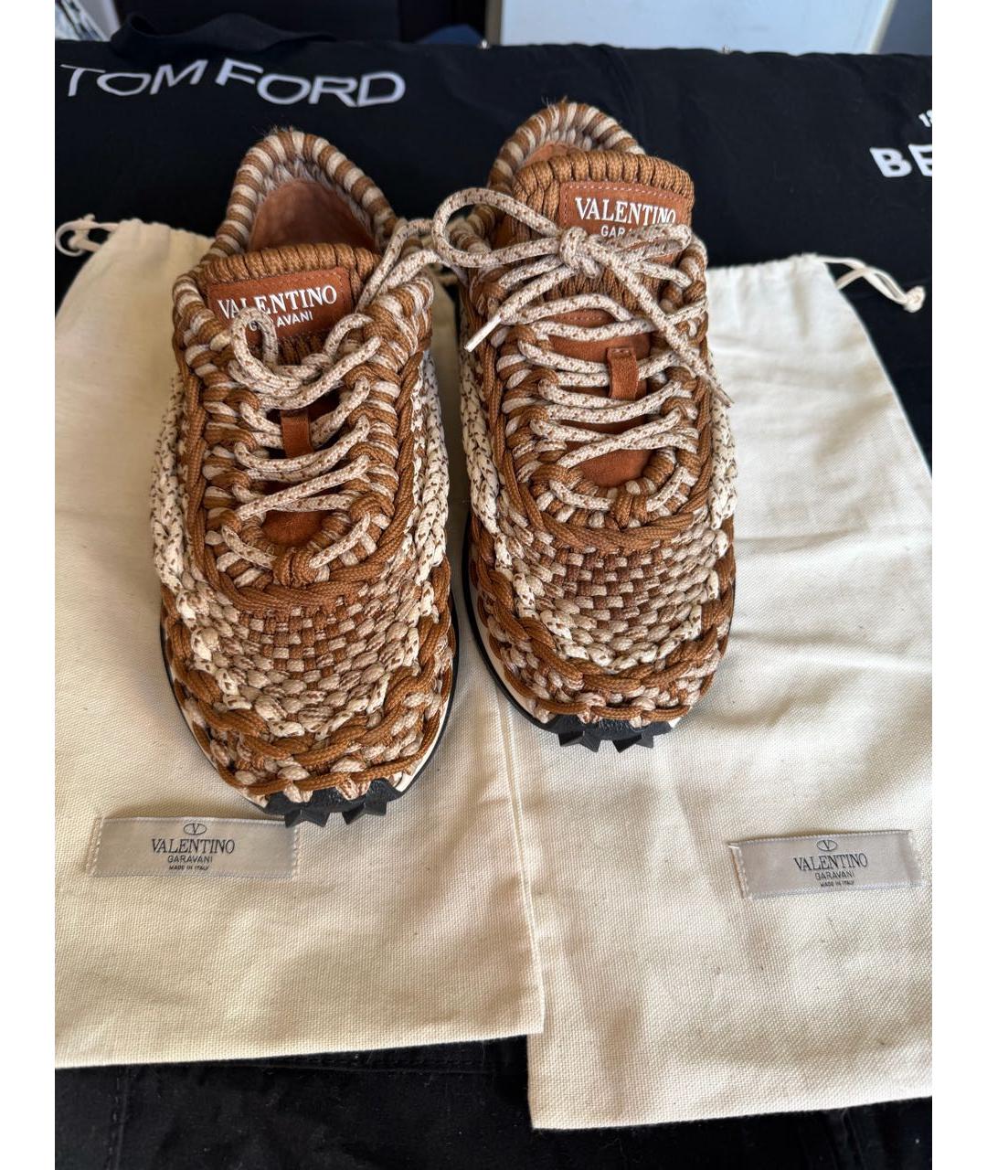 VALENTINO Коричневые синтетические низкие кроссовки / кеды, фото 2
