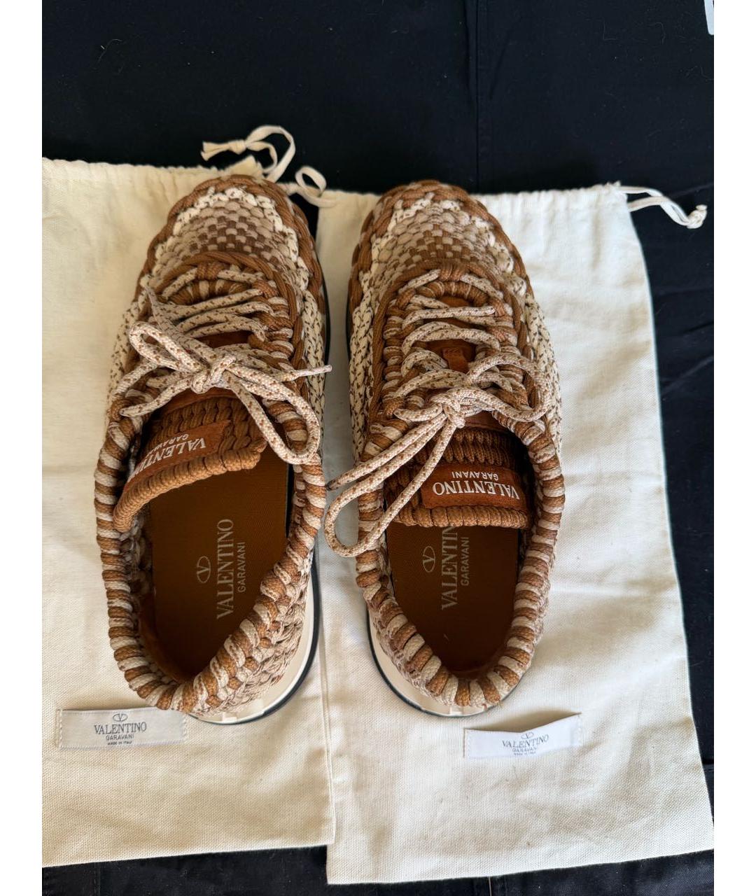 VALENTINO Коричневые синтетические низкие кроссовки / кеды, фото 3