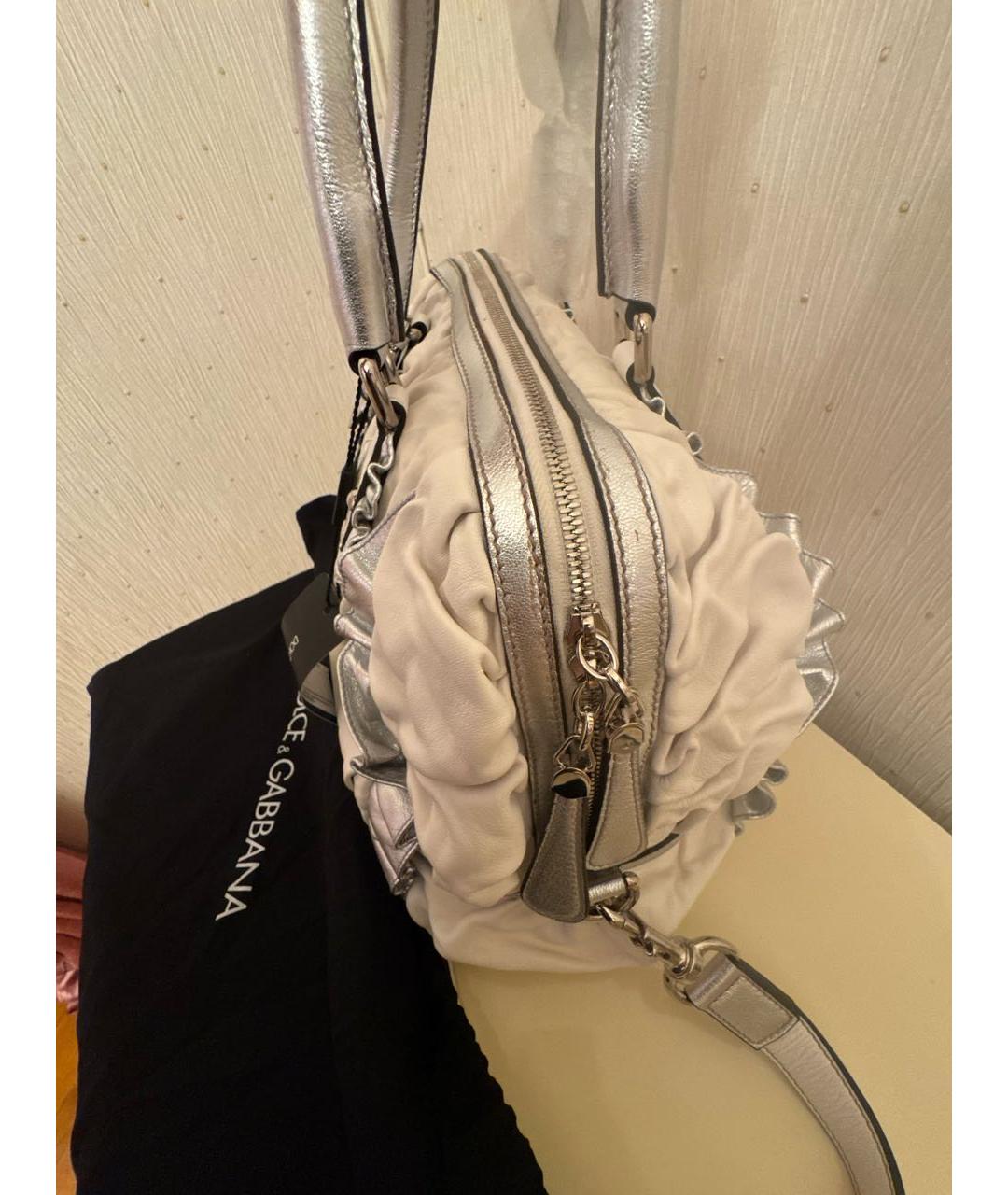 DOLCE&GABBANA Белая кожаная сумка с короткими ручками, фото 2