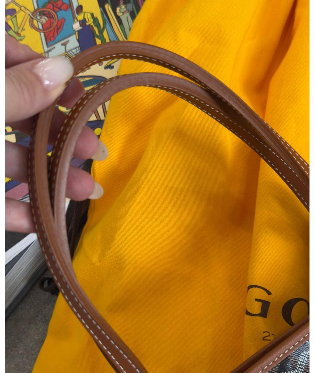 GOYARD Коричневая сумка тоут из канвы, фото 7