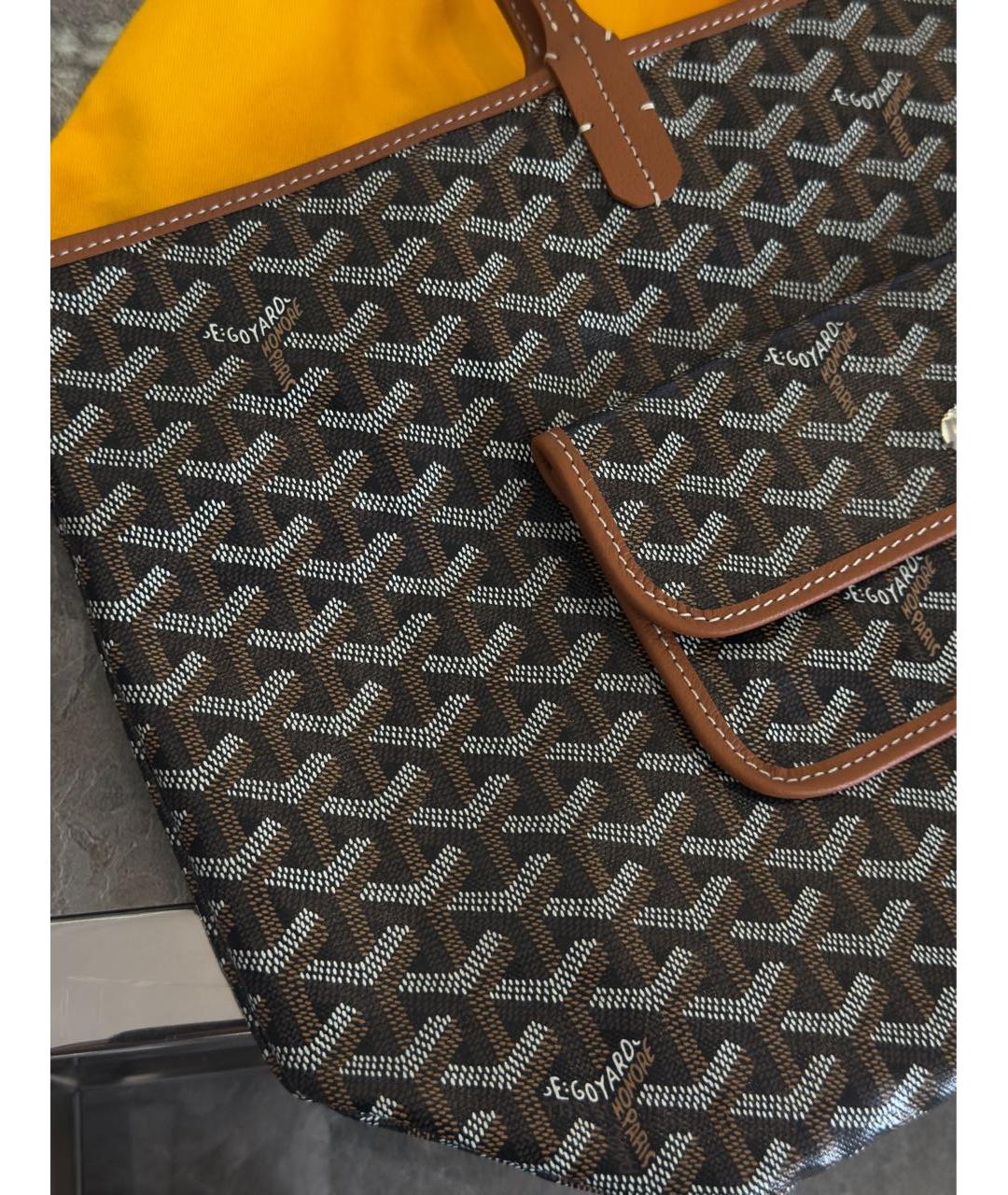 GOYARD Коричневая сумка тоут из канвы, фото 4
