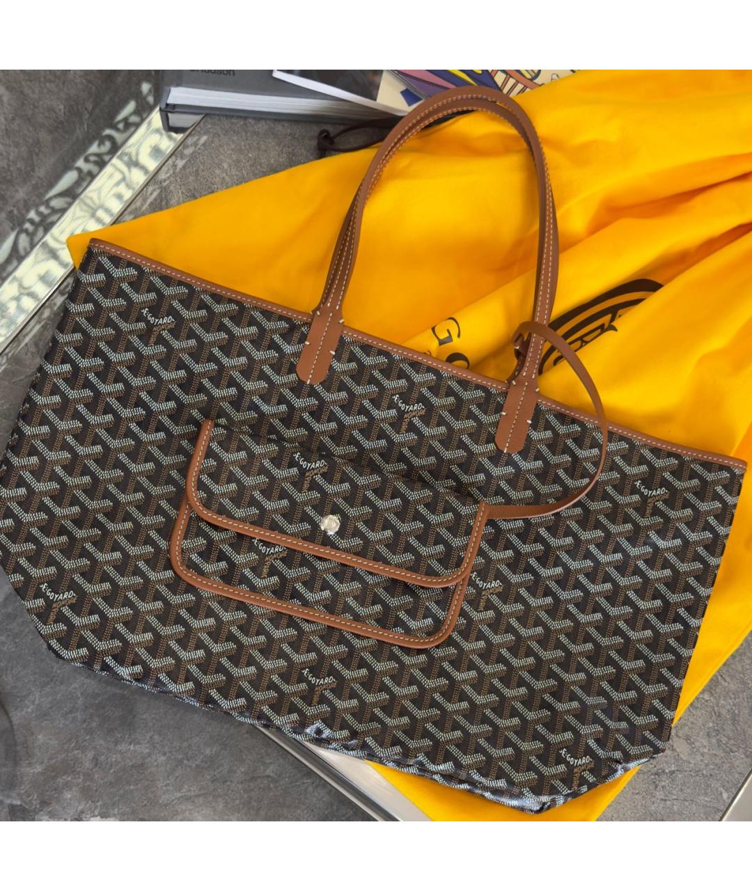 GOYARD Коричневая сумка тоут из канвы, фото 3